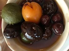 My DH's high octane dessert- fruit in Armagnac