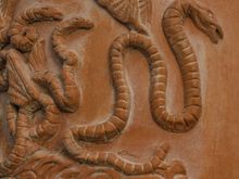 We concluded the tour in Cassa(micciola). It too had its own port. It also had the impossible-to-miss Menella bros clay art emporium, a large affair with a prominent outdoors display. Their products bold and demanded closer observation. Ancient Roman themes abounded, and so did mythology.