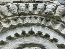 Close-up on the carved doorway