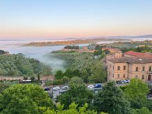 View from our hotel room in the early morning with the mist and fog rolling in.
