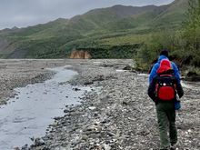 Hiking on the river bed at East Fork 