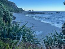 Beach still in shadow when we arrived 