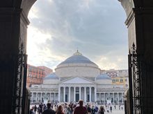 View of the Basilica di San Francesco di Paola from the Royal Palace archway