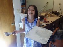 Very young fussy eater learning how to dry wall. Photo from 2017