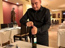 Oh how I tried to stifle a laugh as he struggled with opening the wine.....cork broke into pieces but he persisted!