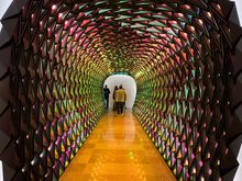 Spectacular tunnel of light by Olafur Eliasson, one of several site-specific works