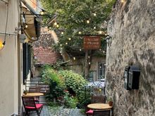 The terrace at Weinkeller, where we dined our last evening in Sibiu