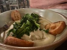 Facade bean purée with chicory. 