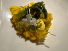 Arroz meloso, a "wet" rice dish golden from saffron; there's another ingredient but I've forgotten...I need to go back to toting my little notebook to restaurants, instead of relying on the photos alone to remember details