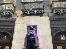 Statue inside Paddington commemorating some war
