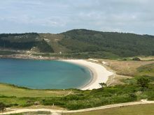 The view from our standard room; there is a walking trail that leads to this picture-postcard beach, below.  We saw many sandy beaches like this one during our travels along the coast.   
