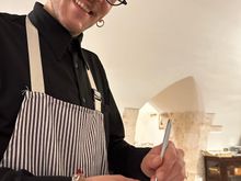 Our cute waiter taking the order; English is spoken here, but not fluently