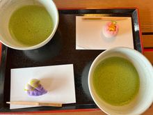Matcha tea set at Hama-rikyu garden tea house 