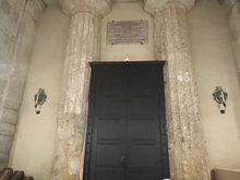 Doric columns on the inside of the church