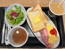 Sad-looking hotel breakfast set at Hotel Tobu (we've been spoiled by hotel buffets)