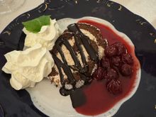 And we shared this mouth-watering dessert - chestnut cream with cherry sauce!