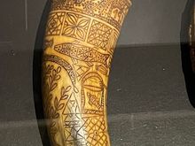 Carved decorated horn container 