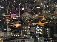 The temple outlines with some cool lights