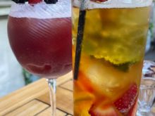 Nightcap—Pimms Cup and a Belmond signature cocktail-named after their property in Spain La Residencia