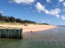 The beach on the other side of the channel