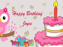 Enjoy the  5 gift boxes, the cake with Pink Icing and the Pink Owl.  The Pink Owl is a   "Lifer".
Wishing you many more  Happy  Annual Events