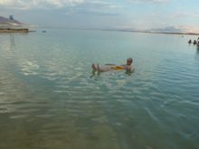 Floating in the Dead Sea. You can't sink unless you have cement shoes on. :D. 