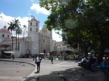 The San Miguel church and the central plaza, in the city's historic center.