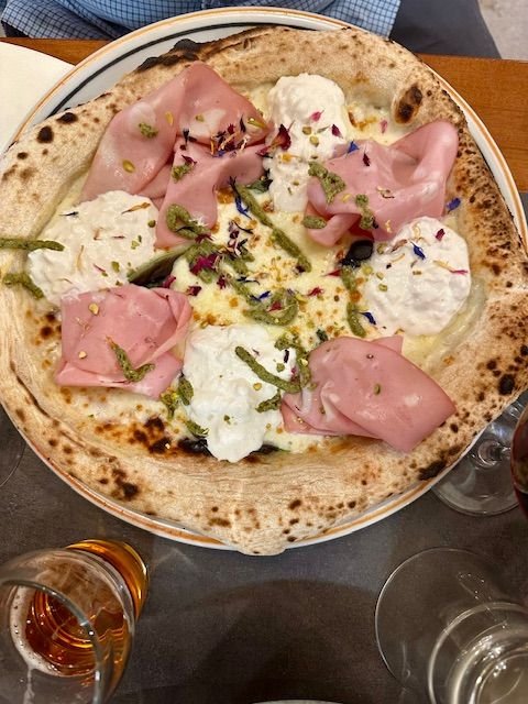 Mortadella pizza