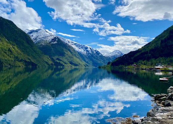 View from Fjaerland Fjordstove Hotel