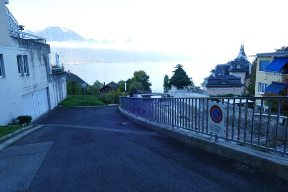 Leaving the apartment building