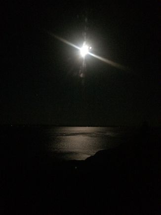 Moon over Fundy  (IF ONLY I were an all-knowing photographer who could have captured the moon as it really appeared) from Cape D'or Lighthouse.