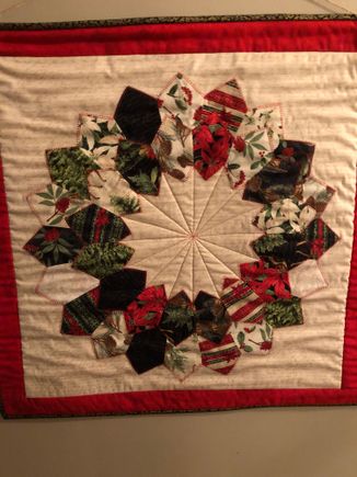 Quilted wreath my sister made.
