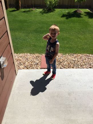 Ft Collins May 20, 2017. My grandson in his backyard. No snow anywhere. Glad the pictures were dated. 