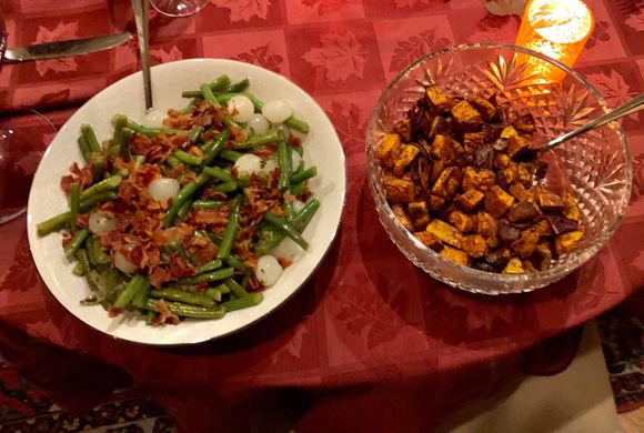 Green beans and sweet potatoes