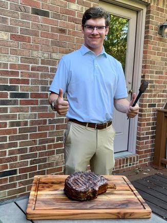 The 30-year-old with the finished product.