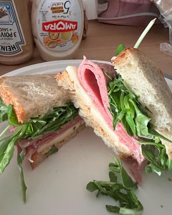 Grilled ham and cheese courtesy of my travel iron.  There is a mustard shortage in France.  No Amore mustard at the grocery store.  