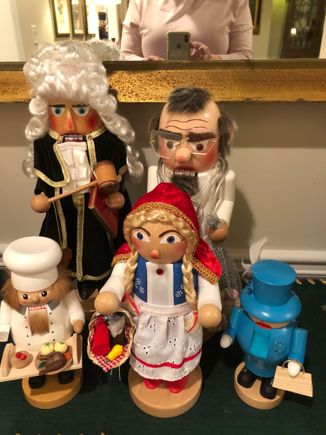 Back L to R:  judge, doctor
Front:  baker, Little Red Riding Hood, QE2