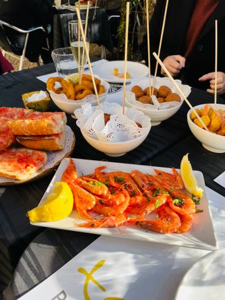 Yay, tapas and Cava. 