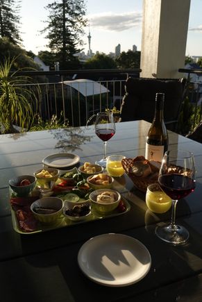 Dinner on the patio at our B&B prepared by one of the owners!