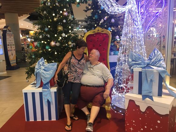 Bob playing Santa to Linda