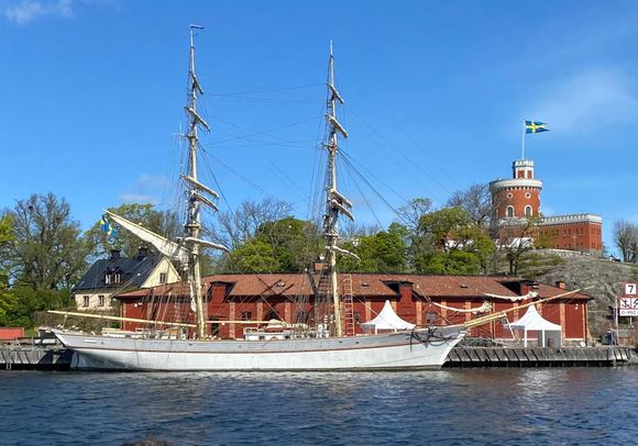 Boat for hire on Skeppsholmen Island, from the ferry 