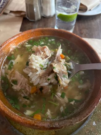 Chicken soup at Fonde de la Calle Real in Antigua.