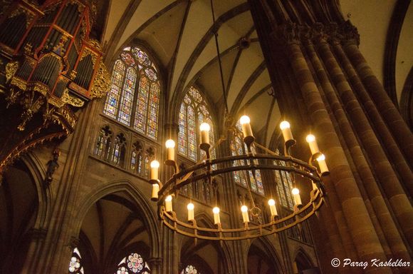 beatiful lighting inside the cathedral