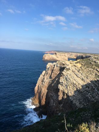 This was the coast I walked along today to Cabo St. Vincent which is the southernmost point of Europe (or so I’m told).  