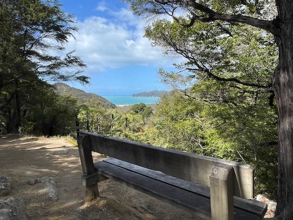A bench with a view, somewhere after the first (or second) climb.