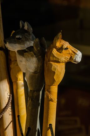 Walking sticks for sale in an area known for its pilgrimages.