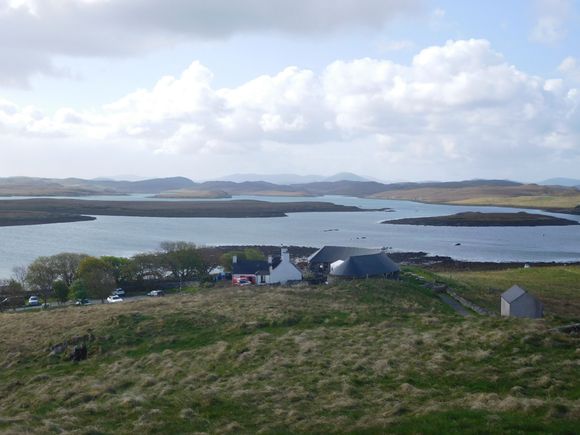Views from Callanish 1, visitor centre in the distance