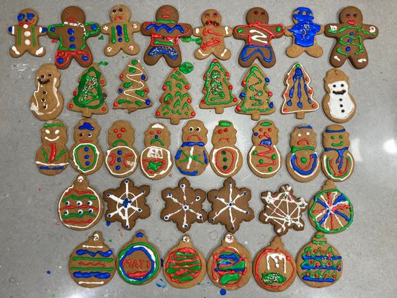 Gingerbread cookies with lots of unhappy snowmen 