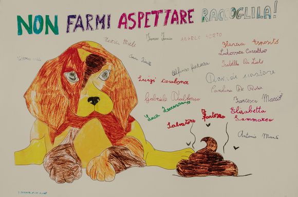 Speaking of dogs, this poster was created by students at the local elementary school. It was part of a series of municipal service posters they'd created, reminding folks of their public responsibilities to pick up garbage and whatnot. Love the way that the entire class signed their names!