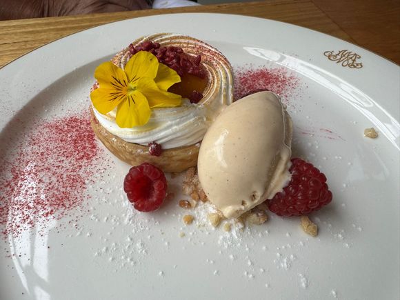 Beautiful and delicious peach melba tart!